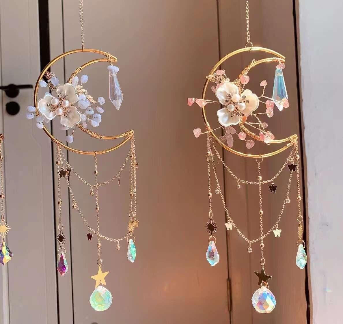 KALSEDON GÜL KUVARS DOĞAL TAŞ RÜZGAR ÇANI