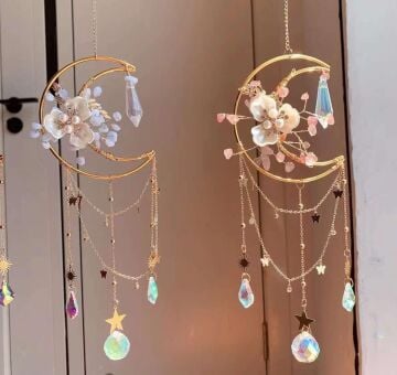 KALSEDON GÜL KUVARS DOĞAL TAŞ RÜZGAR ÇANI