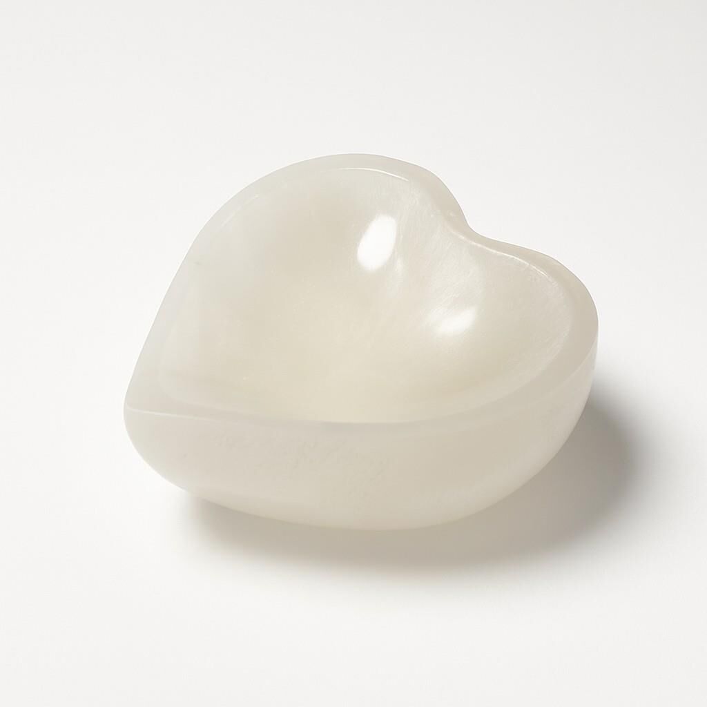 SELENİT DOĞAL KALP KASE 12 CM