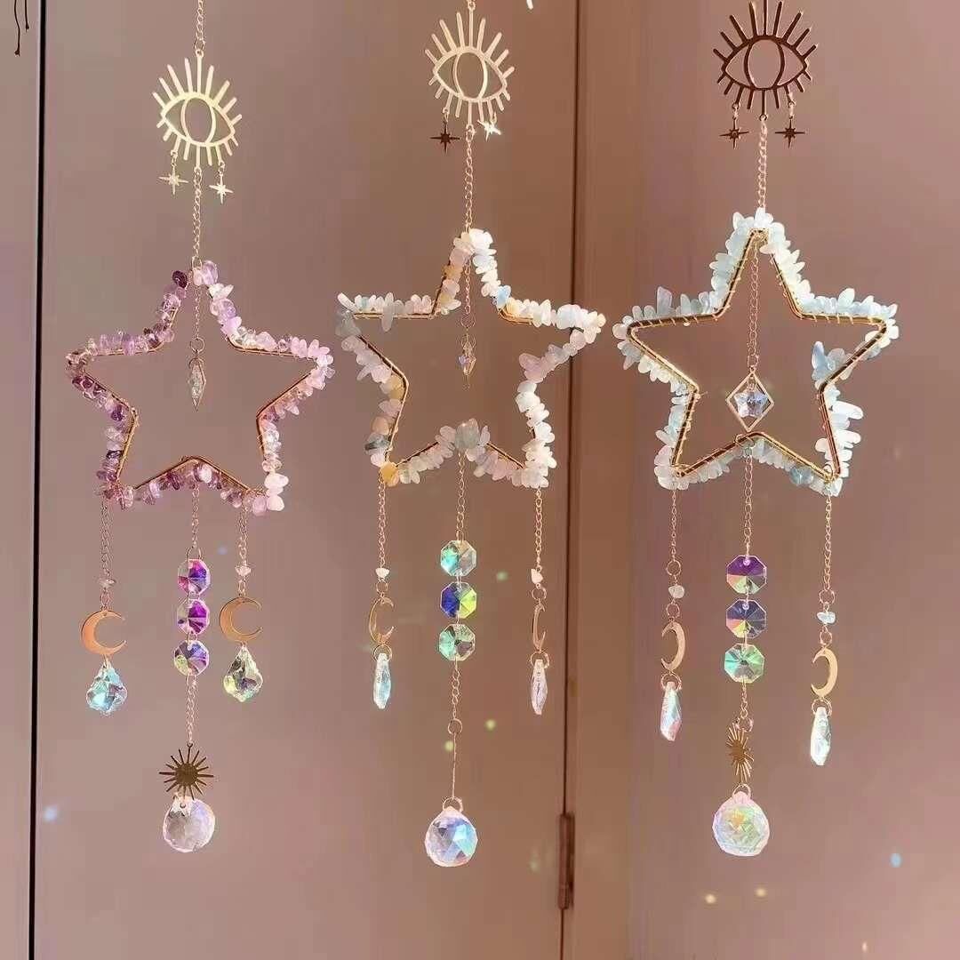 AMETİST MORGANİT AKUAMARİN   DOĞAL TAŞ RÜZGAR ÇANI