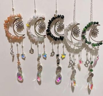 AKİK MORGANİT TURMALİN KRİSTAL KUVARS YEŞİM  DOĞAL TAŞ RÜZGAR ÇANI