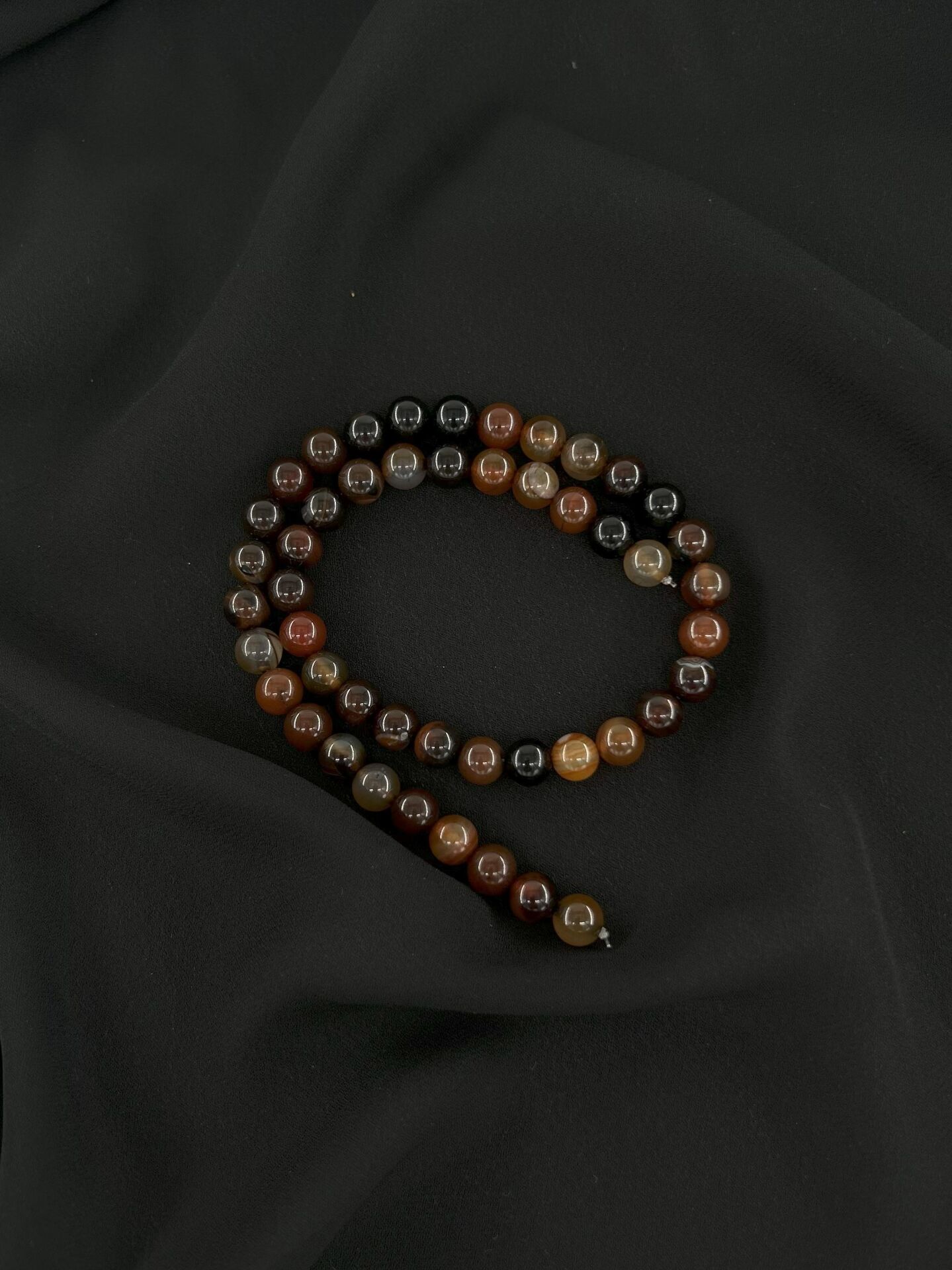 KOYU KAHVE AKİK DÜZ KESİM DOĞALTAŞ 8 MM DİZİ