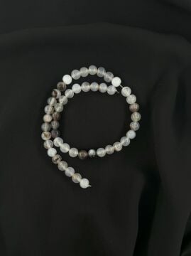 BEYAZ- KAHVE AKİK DÜZ KESİM DOĞALTAŞ 8 MM DİZİ