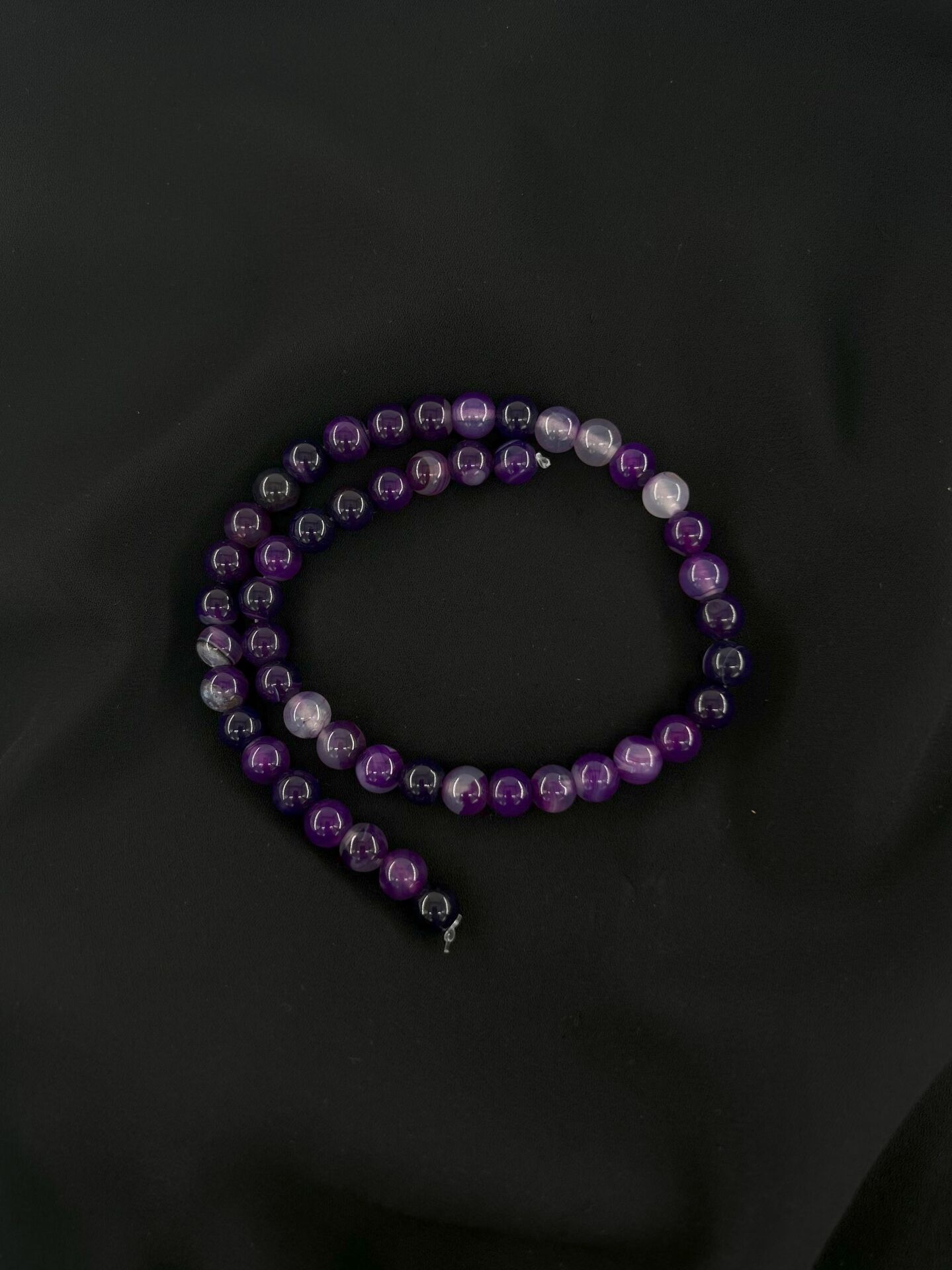 KOYU MOR AKİK DÜZ KESİM DOĞALTAŞ 8 MM DİZİ