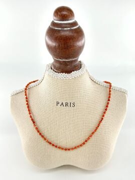 TURUNCU GARNET DOĞAL TAŞ KOLYE 3MM