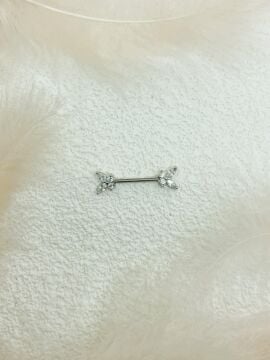 CERRAHİ ÇELİK GÜMÜŞ RENGİ GÖĞÜS UCU PİERCİNG KÜPE