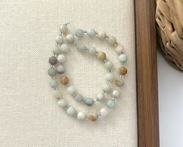 ELMAS KESİM AMAZONİT 8MM DOĞAL TAŞ DİZİ- YÜKSEK KALİTELİ DOĞAL TAŞ