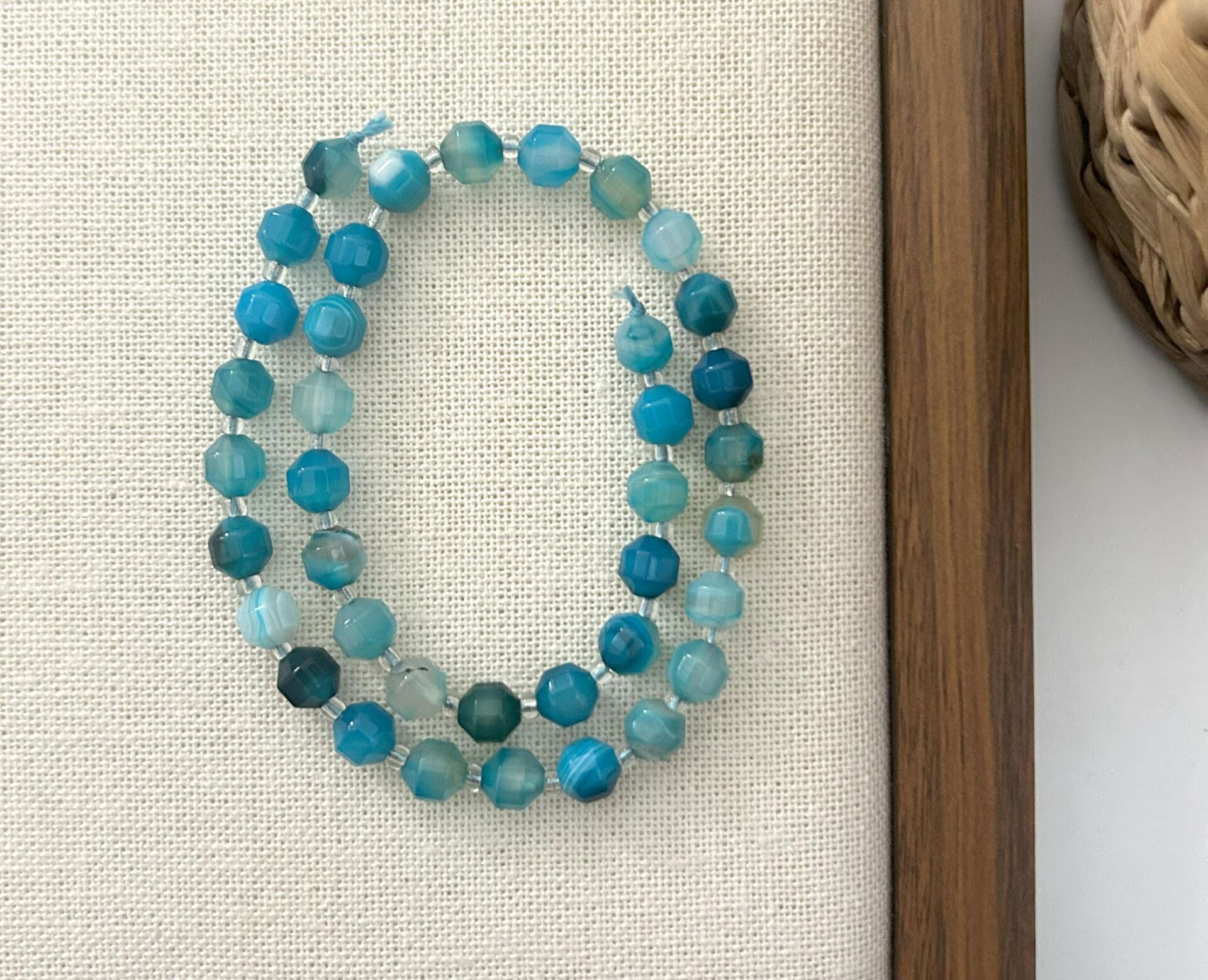 ELMAS KESİM MAVİ AKİK 8MM DOĞAL TAŞ DİZİ- YÜKSEK KALİTELİ DOĞAL TAŞ