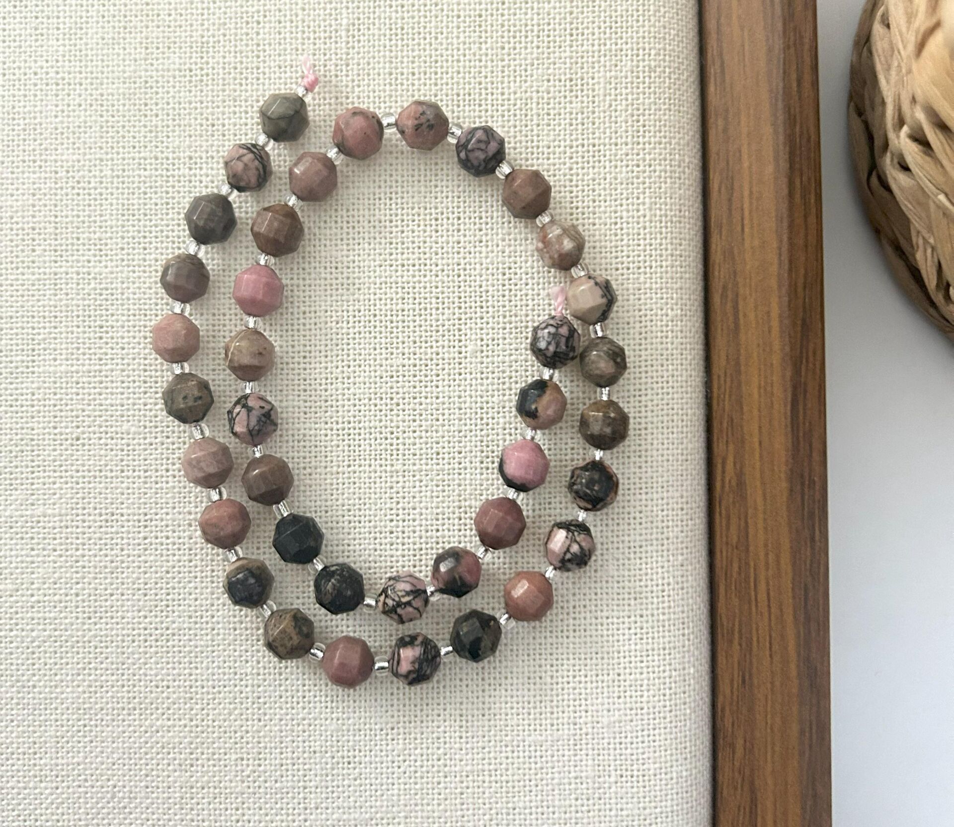 ELMAS KESİM RODONİT 8MM DOĞAL TAŞ DİZİ- YÜKSEK KALİTELİ DOĞAL TAŞ