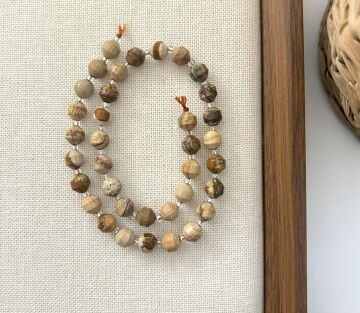 ELMAS KESİM ODUN JASPER 8MM DOĞAL TAŞ DİZİ- YÜKSEK KALİTELİ DOĞAL TAŞ