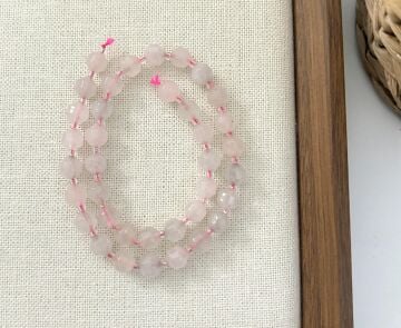 ELMAS KESİM PEMBE KUVARS 8MM DOĞAL TAŞ DİZİ- YÜKSEK KALİTELİ DOĞAL TAŞ