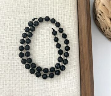 ELMAS KESİM OBSİDYEN 8MM DOĞAL TAŞ DİZİ- YÜKSEK KALİTELİ DOĞAL TAŞ