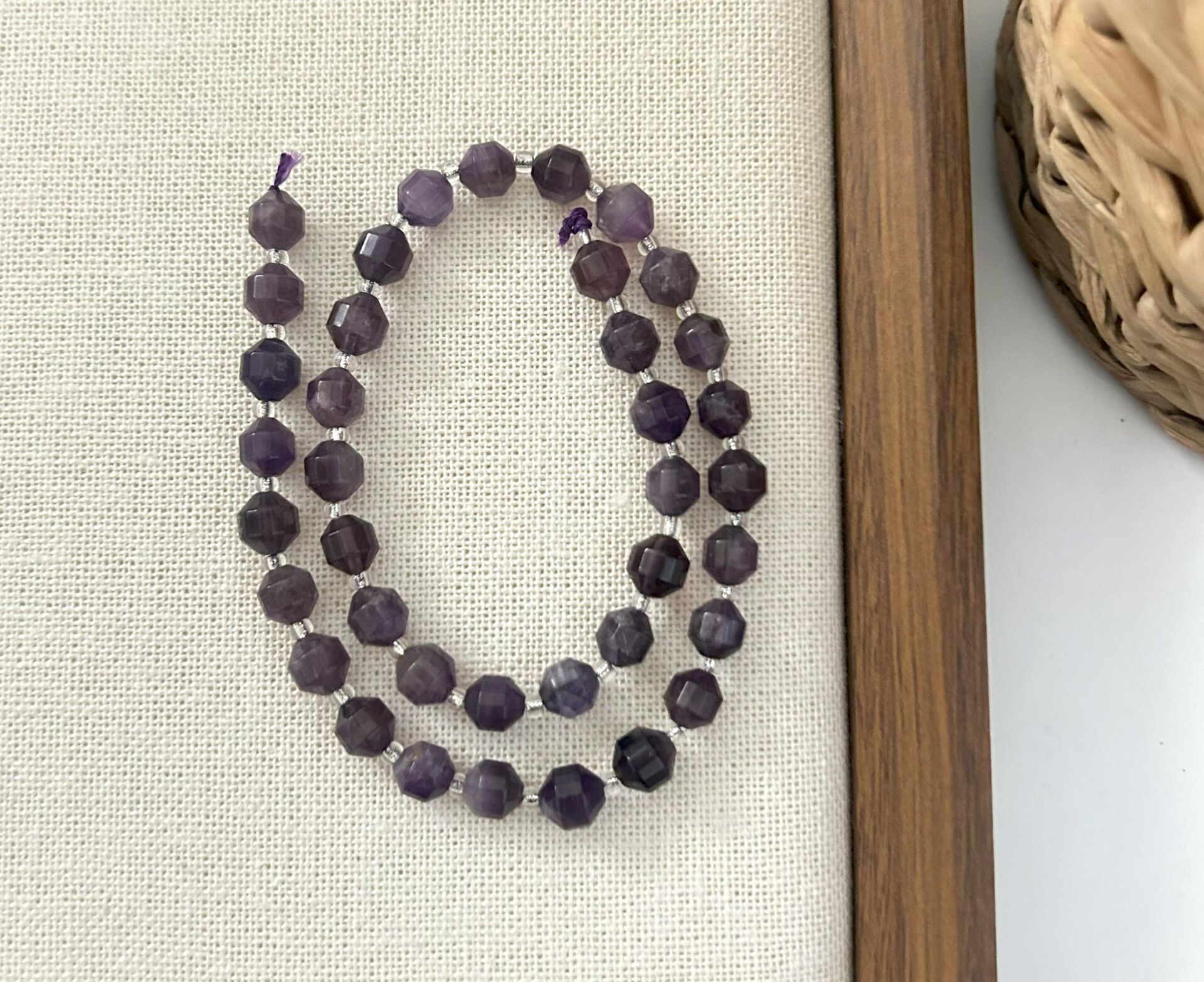 ELMAS KESİM AMETİST 8MM DOĞAL TAŞ DİZİ- YÜKSEK KALİTELİ DOĞAL TAŞ