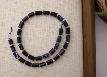 SİLİNDİR KÖŞELİ KESİM SODALİT 8X11 MM DOĞAL TAŞ DİZİ- YÜKSEK KALİTELİ DOĞAL TAŞ