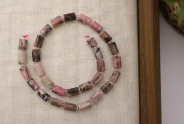 SİLİNDİR KÖŞELİ KESİM RODONİT 8X11 MM DOĞAL TAŞ DİZİ- YÜKSEK KALİTELİ DOĞAL TAŞ