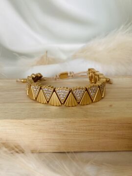 JUJUY DENİZ KABUĞU BRONZ TAŞLI ÇELİK BİLEKLİK