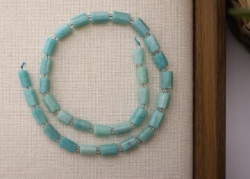 SİLİNDİR KÖŞELİ KESİM AMAZONİT 8X11 MM DOĞAL TAŞ DİZİ- YÜKSEK KALİTELİ DOĞAL TAŞ