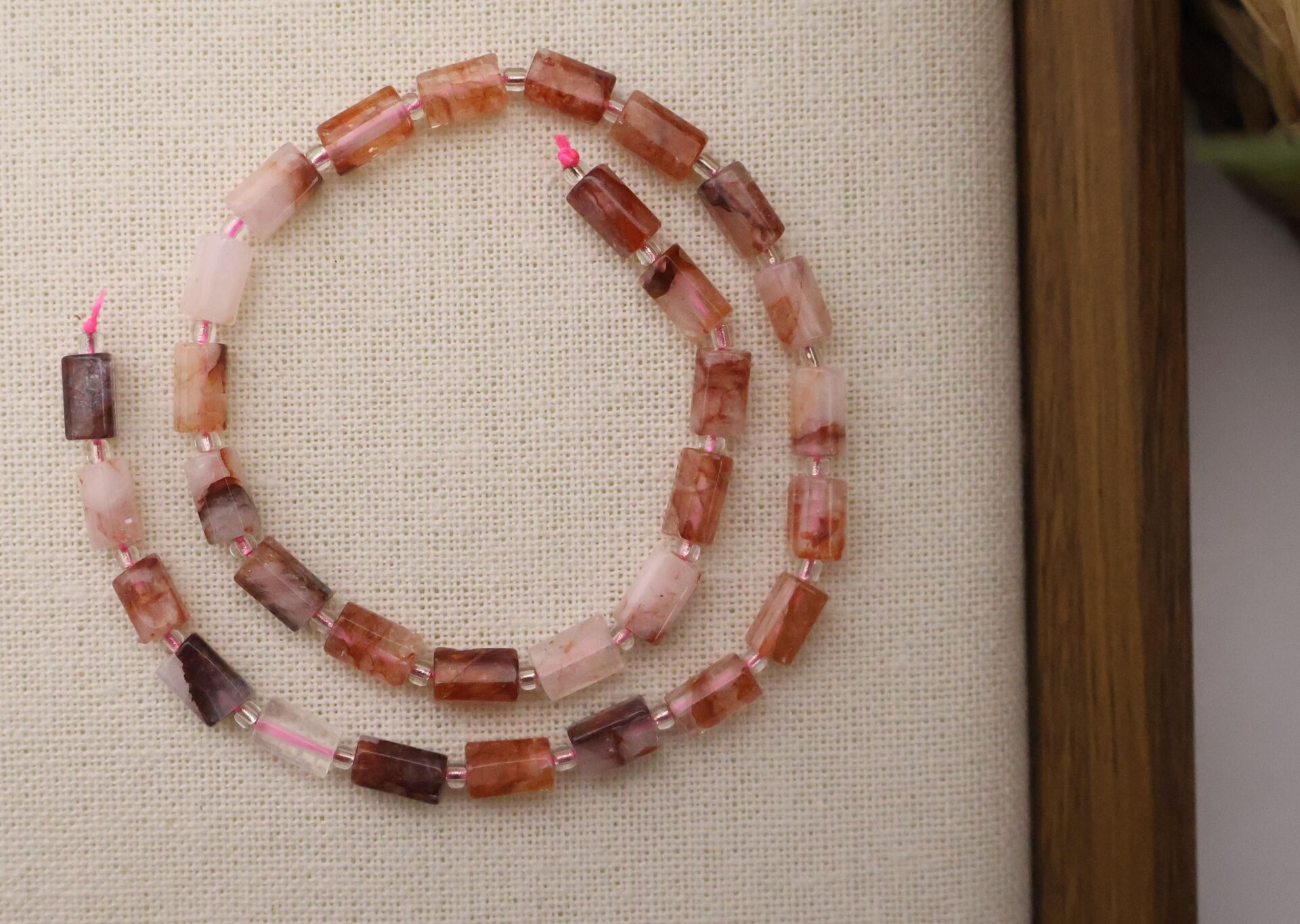 SİLİNDİR KÖŞELİ KESİM ATEŞ,HEMATOİD KUVARS 8X11 MM DOĞAL TAŞ DİZİ- YÜKSEK KALİTELİ DOĞAL TAŞ