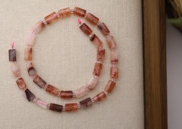 SİLİNDİR KÖŞELİ KESİM ATEŞ,HEMATOİD KUVARS 8X11 MM DOĞAL TAŞ DİZİ- YÜKSEK KALİTELİ DOĞAL TAŞ