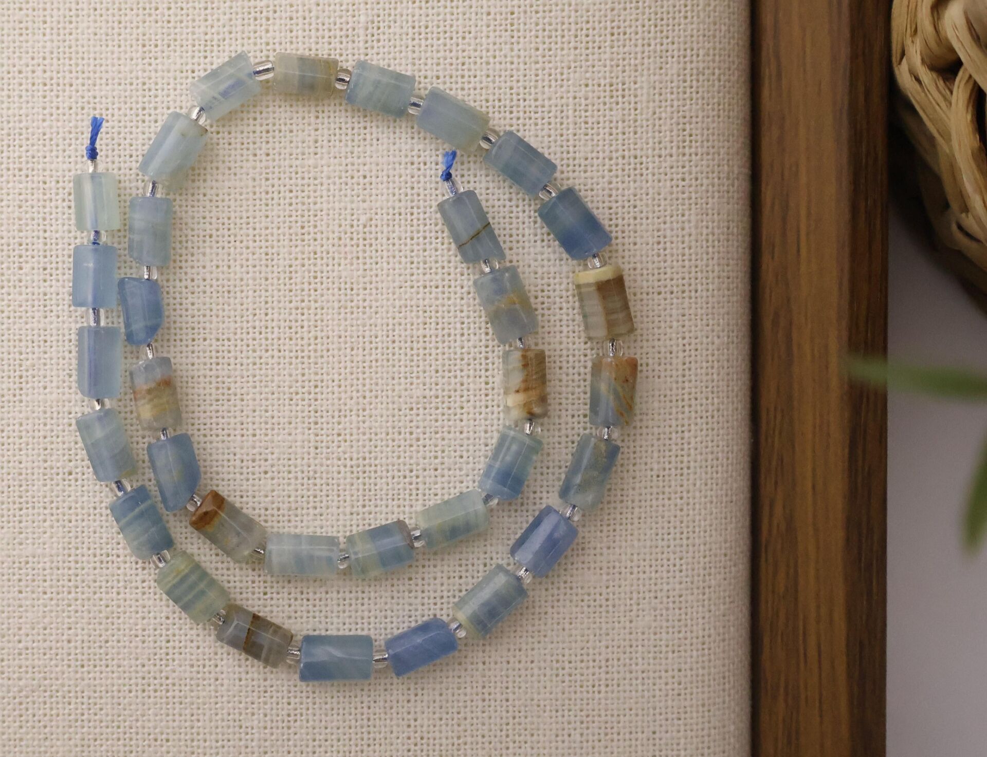 SİLİNDİR KÖŞELİ KESİM MAVİ KALSİT 8X11 MM DOĞAL TAŞ DİZİ- YÜKSEK KALİTELİ DOĞAL TAŞ