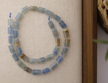 SİLİNDİR KÖŞELİ KESİM MAVİ KALSİT 8X11 MM DOĞAL TAŞ DİZİ- YÜKSEK KALİTELİ DOĞAL TAŞ