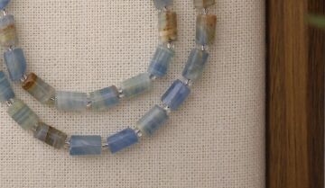 SİLİNDİR KÖŞELİ KESİM MAVİ KALSİT 8X11 MM DOĞAL TAŞ DİZİ- YÜKSEK KALİTELİ DOĞAL TAŞ