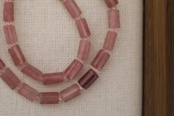 SİLİNDİR KÖŞELİ KESİM ÇİLEK KUVARS 8X11 MM DOĞAL TAŞ DİZİ- YÜKSEK KALİTELİ DOĞAL TAŞ