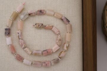 SİLİNDİR KÖŞELİ KESİM PEMBE OPAL 8X11 MM DOĞAL TAŞ DİZİ- YÜKSEK KALİTELİ DOĞAL TAŞ