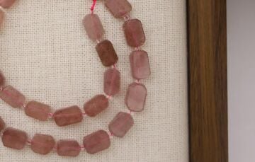 DİKDÖRTGEN KESİM ÇİLEK KUVARS 8X12 MM DOĞAL TAŞ DİZİ- YÜKSEK KALİTELİ DOĞAL TAŞ